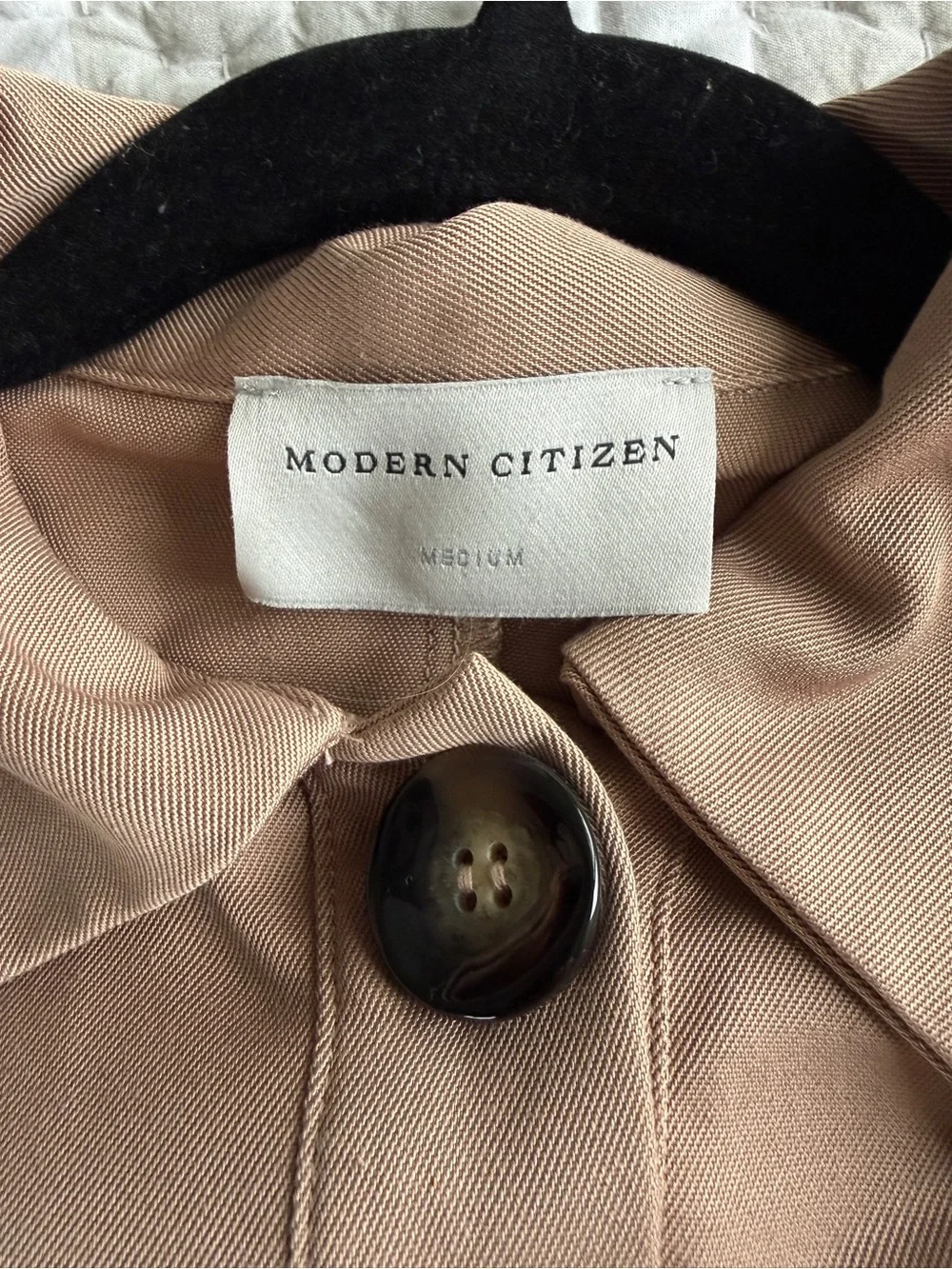 Modern Citizen Taupe Tie-Waist Midi Shirt Dress, Size Medium - Picture 6 of 7